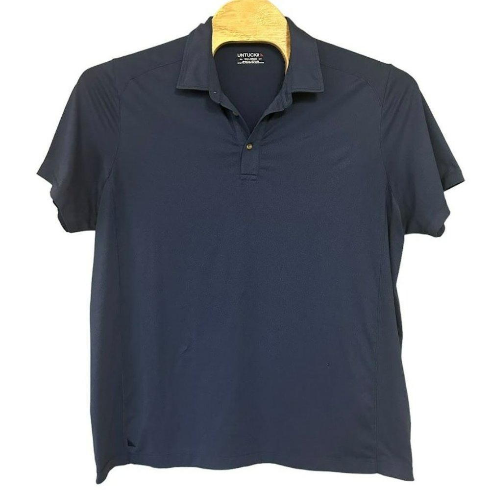 UNTUCKit Dark Navy Blue Clavidor Polyester Stretch Soft Polo Shirt Mens‎ XXL
